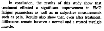 Journal conclusion regarding treatment of trigger points