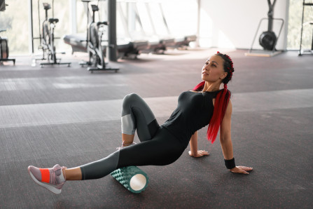 Foam roller being used at gym