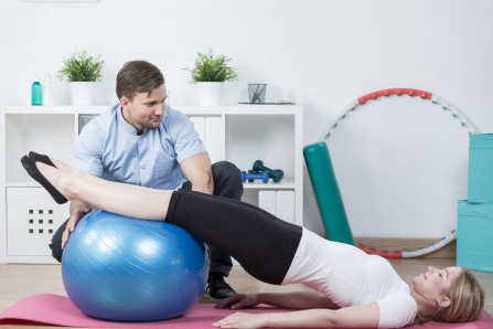 Woman doing physiotherapy exercises