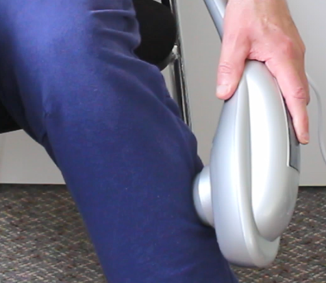 Using vibration massager on front/outside of calf