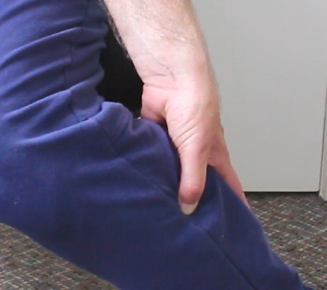 Front/outside of calf pressure with thumb
